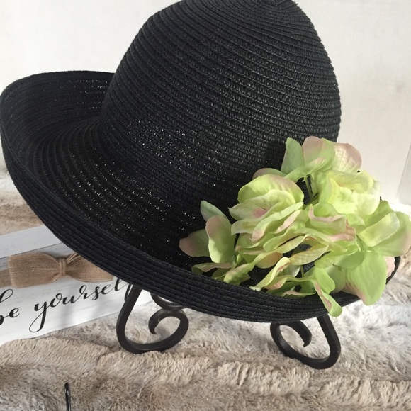 Talbots Vintage Boho Black Sun Hat Flexible Brim - Picture 4 of 7